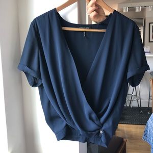 Scotch and Soda Navy Blue Silk Blouse